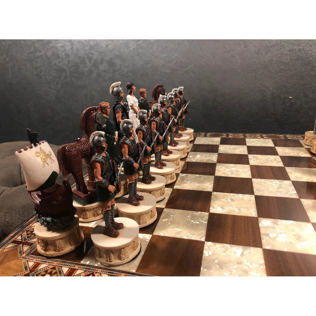 Luxury Chess Set for Adults X Large Trojans and Spartans Hand Painted Chess Pieces Inlaid Solid Wooden Chess Board Gifts Image 10