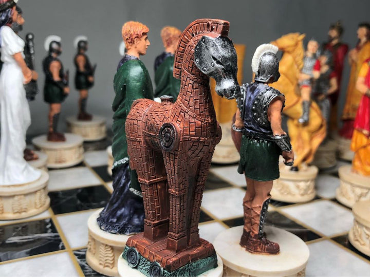 Chess Sets for Adults X Large Trojans and Spartans Hand Painted Chess Pieces Wooden Chess Board Image 8