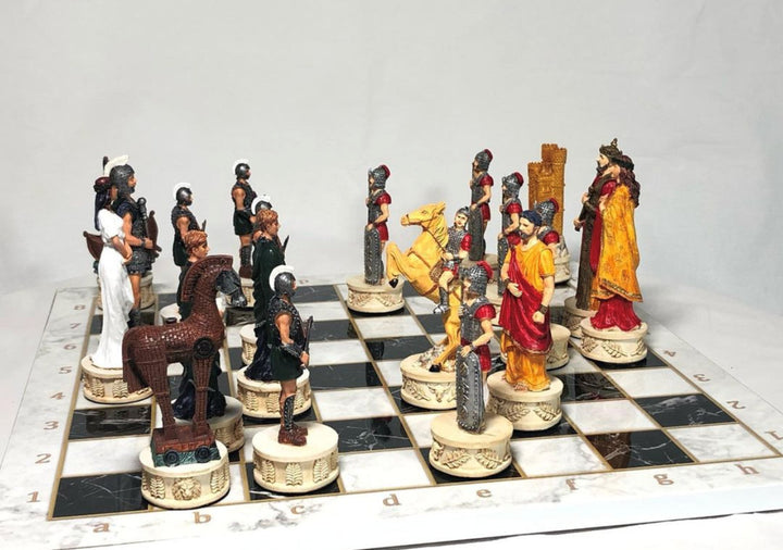 Chess Sets for Adults X Large Trojans and Spartans Hand Painted Chess Pieces Wooden Chess Board Image 9