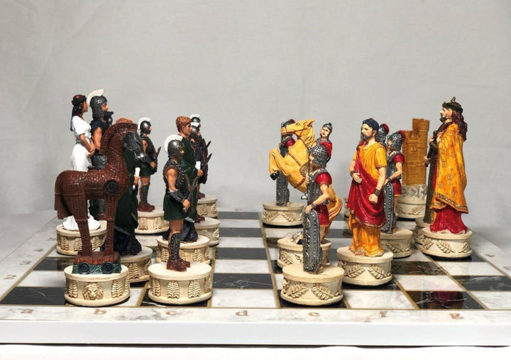 Chess Sets for Adults X Large Trojans and Spartans Hand Painted Chess Pieces Wooden Chess Board Image 10