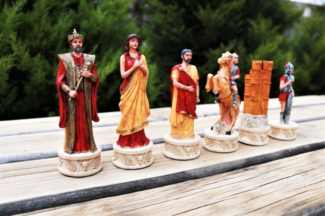 Luxury Chess Set for Adults X Large Trojans Spartans Hand Painted Chess Pieces Wooden Chess Board Image 9