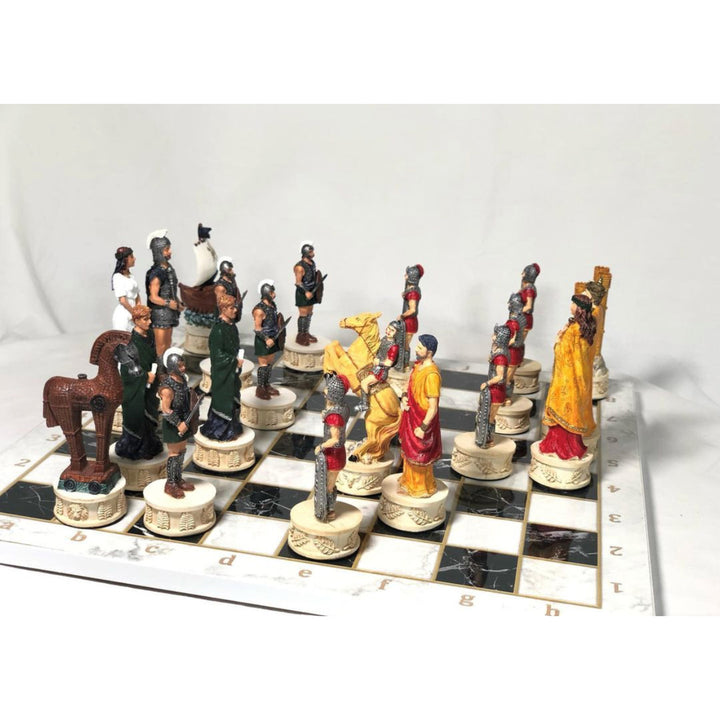 Chess Sets for Adults X Large Trojans and Spartans Hand Painted Chess Pieces Wooden Chess Board Image 11