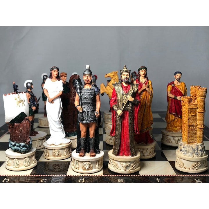 Luxury Chess Set for Adults X Large Trojans Spartans Hand Painted Chess Pieces Wooden Chess Board Gifts for Family Image 1