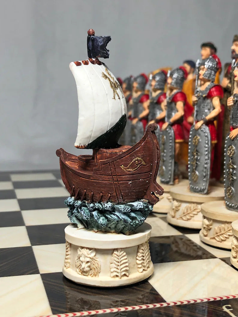 Luxury Chess Set for Adults X Large Trojans Spartans Hand Painted Chess Pieces Wooden Chess Board Gifts for Family Image 4