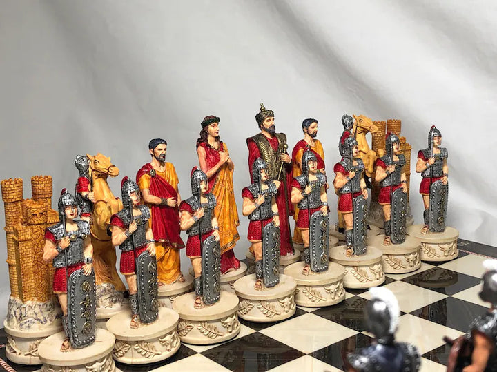 Luxury Chess Set for Adults X Large Trojans Spartans Hand Painted Chess Pieces Wooden Chess Board Gifts for Family Image 4