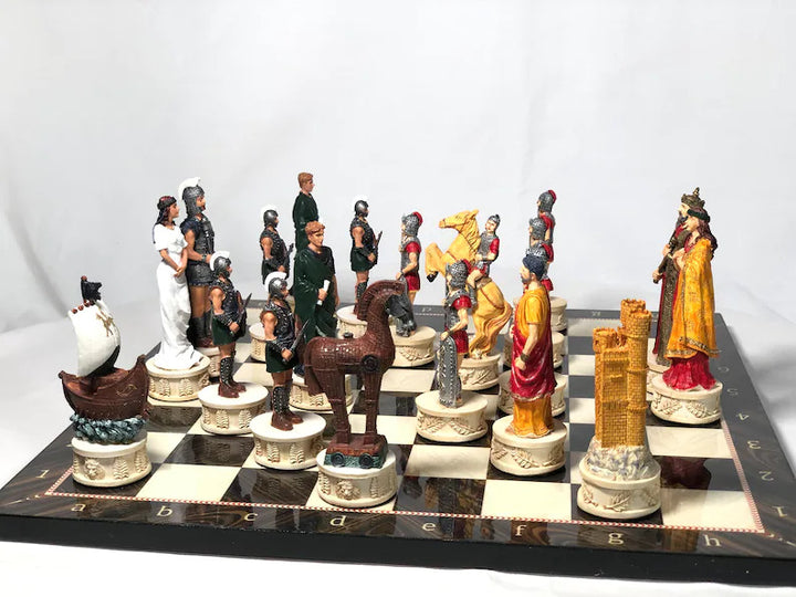 Luxury Chess Set for Adults X Large Trojans Spartans Hand Painted Chess Pieces Wooden Chess Board Gifts for Family Image 7