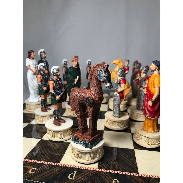 Luxury Chess Set for Adults X Large Trojans Spartans Hand Painted Chess Pieces Wooden Chess Board Gifts for Family Image 8