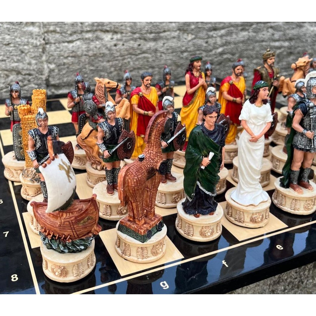 Luxury Chess Set for Adults X Large Trojans Spartans Hand Painted Chessmen Wooden Chess Board (Copy) Image 1