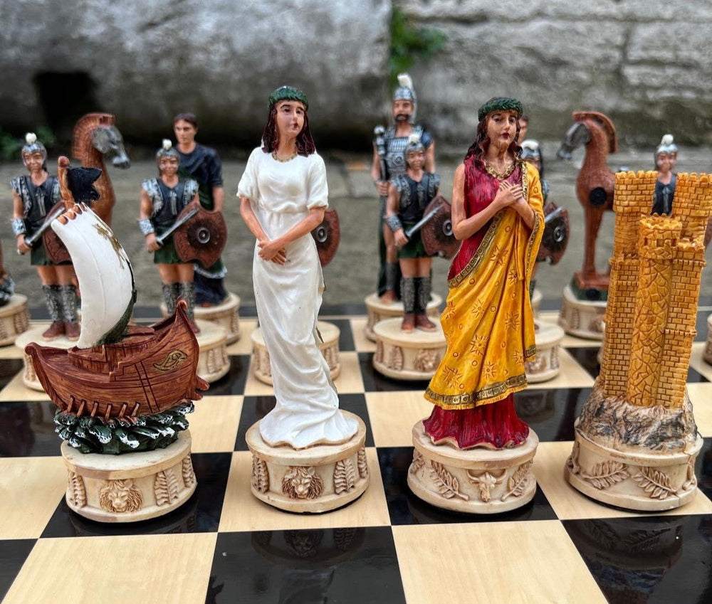 Luxury Chess Set for Adults X Large Trojans Spartans Hand Painted Chessmen Wooden Chess Board (Copy) Image 2