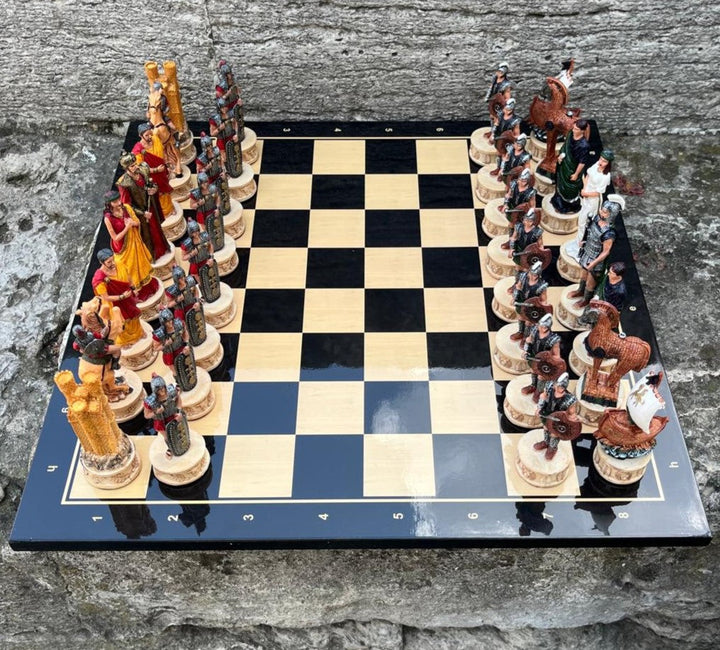 Luxury Chess Set for Adults X Large Trojans Spartans Hand Painted Chessmen Wooden Chess Board (Copy) Image 3