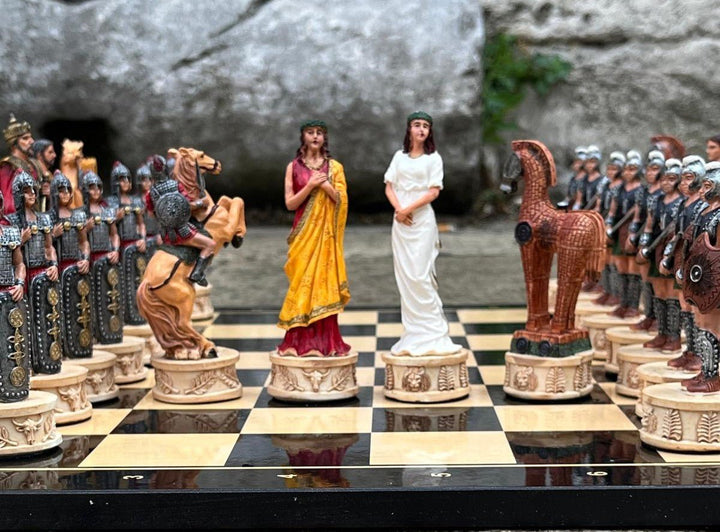 Luxury Chess Set for Adults X Large Trojans Spartans Hand Painted Chessmen Wooden Chess Board (Copy) Image 4