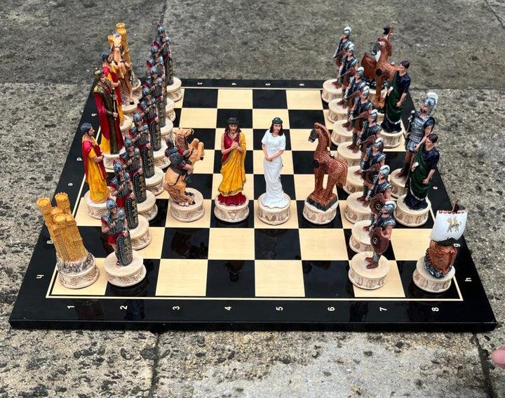 Luxury Chess Set for Adults X Large Trojans Spartans Hand Painted Chessmen Wooden Chess Board (Copy) Image 4