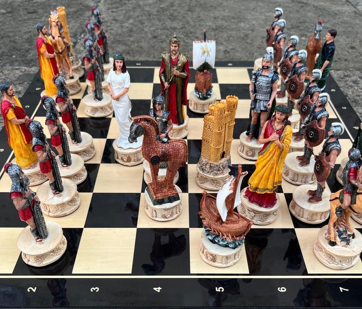 Luxury Chess Set for Adults X Large Trojans Spartans Hand Painted Chessmen Wooden Chess Board (Copy) Image 6