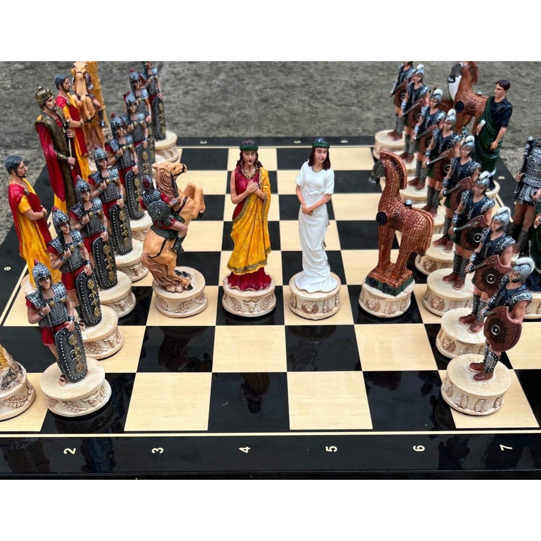 Luxury Chess Set for Adults X Large Trojans Spartans Hand Painted Chessmen Wooden Chess Board (Copy) Image 9