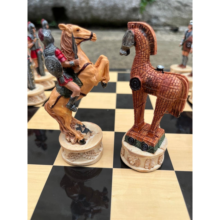 Luxury Chess Set for Adults X Large Trojans Spartans Hand Painted Chessmen Wooden Chess Board (Copy) Image 10