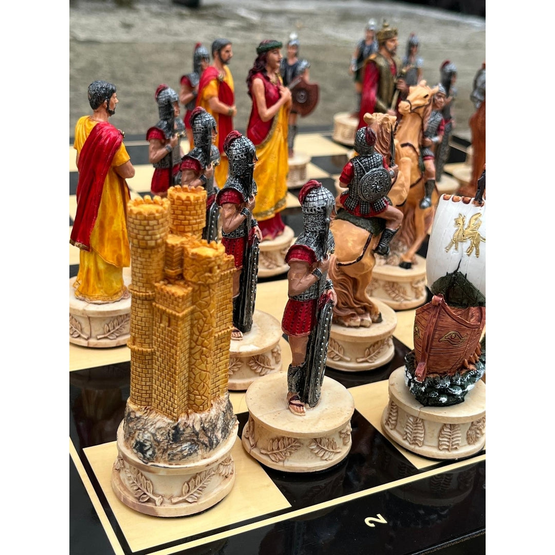 Luxury Chess Set for Adults X Large Trojans Spartans Hand Painted Chessmen Wooden Chess Board (Copy) Image 11