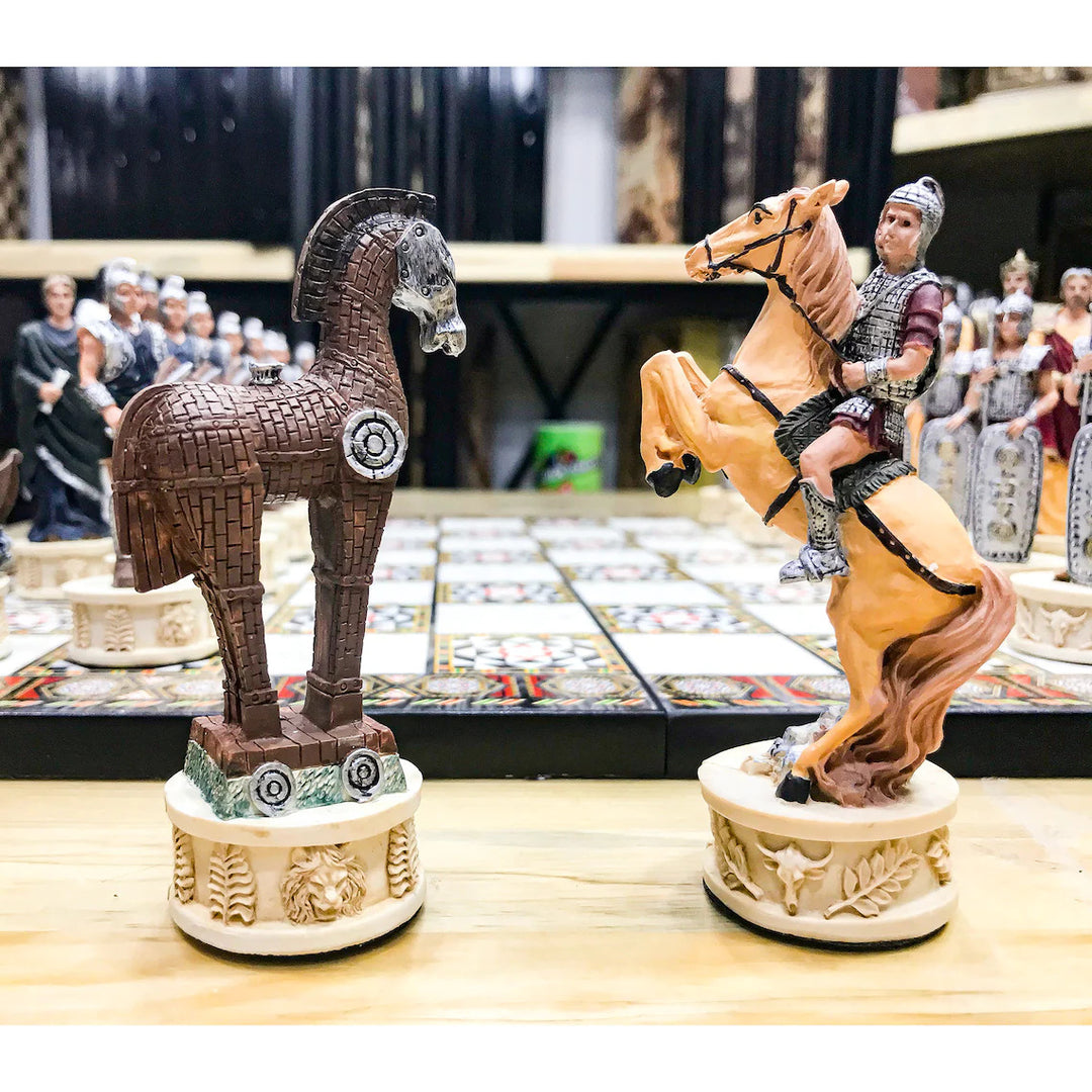 Luxury Chess Set for Adults X Large Trojans Spartans Hand Painted Chessmen Wooden Chess Board Gifts for Family Image 7