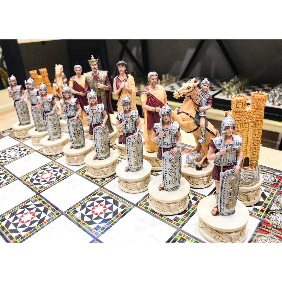 Luxury Chess Set for Adults X Large Trojans Spartans Hand Painted Chessmen Wooden Chess Board Gifts for Family Image 9