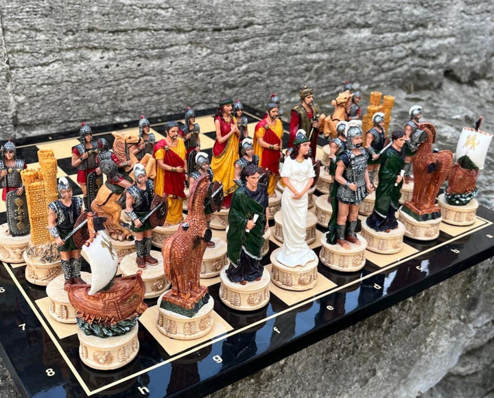 Luxury Chess Set for Adults X Large Trojans Spartans Hand Painted Chessmen Wooden Chess Board Gifts for Husband Image 3