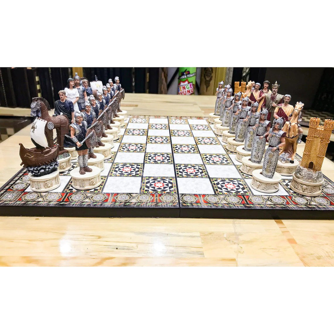 Luxury Chess Set for Adults X Large Trojans Spartans Hand Painted Chessmen Wooden Chess Board Gifts for Family Image 11