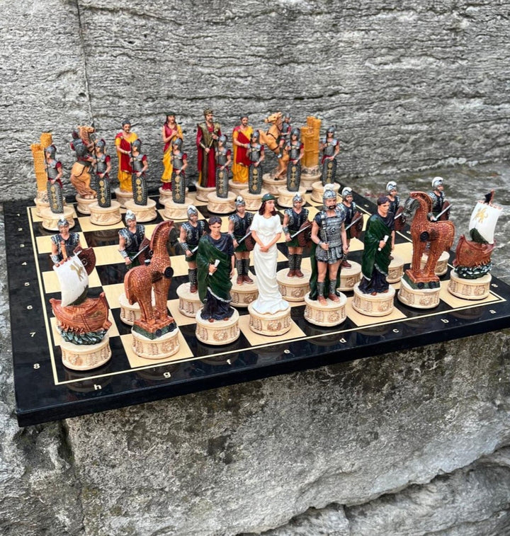 Luxury Chess Set for Adults X Large Trojans Spartans Hand Painted Chessmen Wooden Chess Board Gifts for Husband Image 8