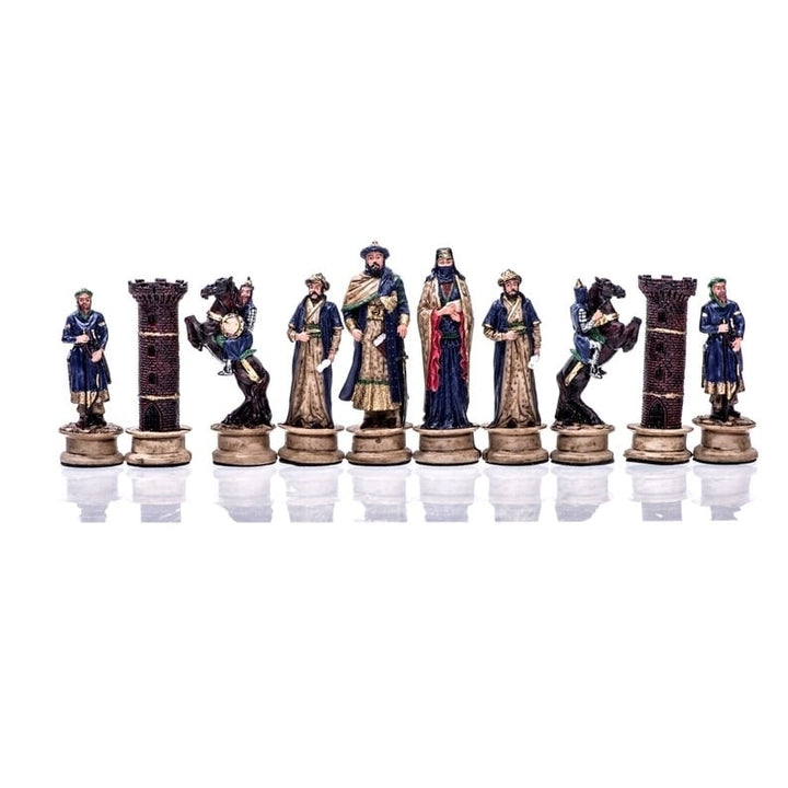 Luxury Chess Sets for Adults Historical Crusaders Hand Painted Chess Pieces Hand Carved Inlaid Solid Wooden Chess Board Image 7