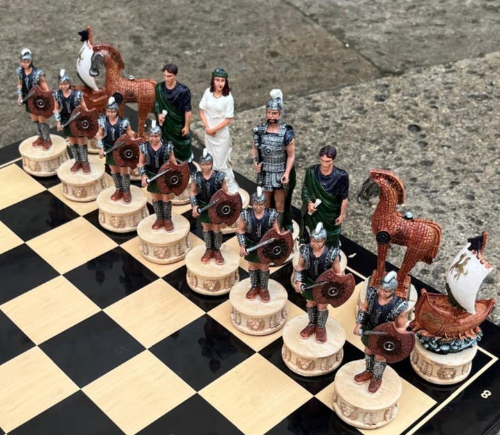 Luxury Chess Set for Adults X Large Trojans Spartans Hand Painted Chessmen Wooden Chess Board Gifts for Husband Image 10