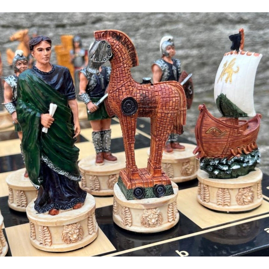 Luxury Chess Set for Adults X Large Trojans Spartans Hand Painted Chessmen Wooden Chess Board Gifts for Husband Image 11