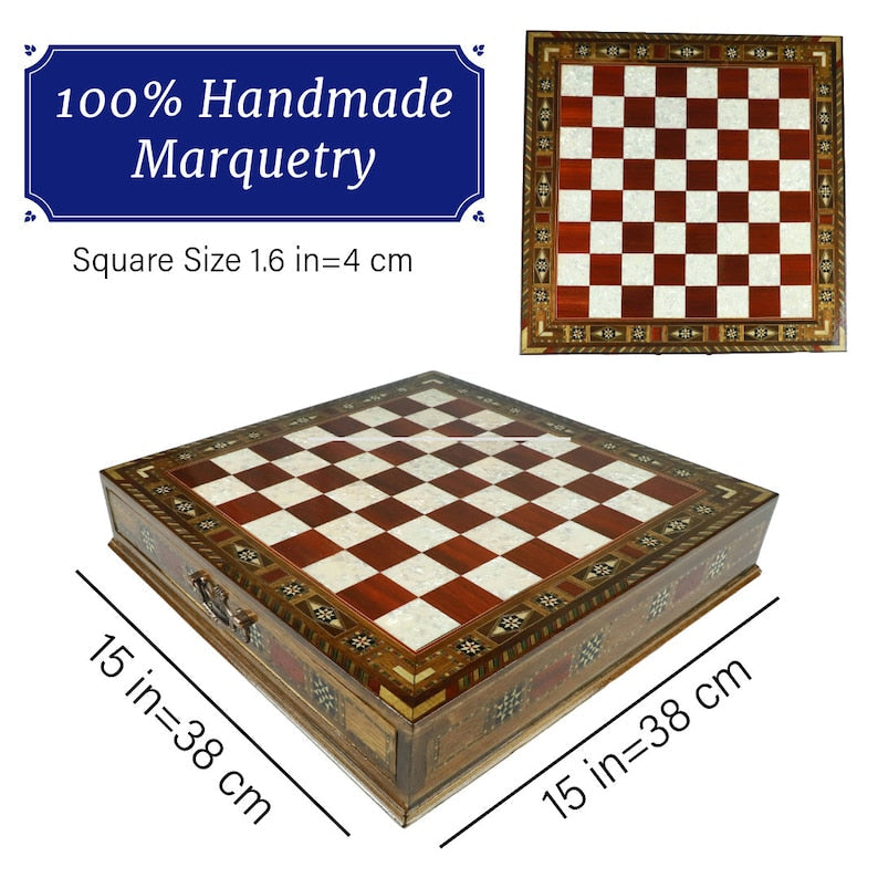 Luxury Chess Sets for Adults Historical Crusaders Hand Painted Chessmen Carved Inlaid Solid Wooden Chess Board Chess Image 4