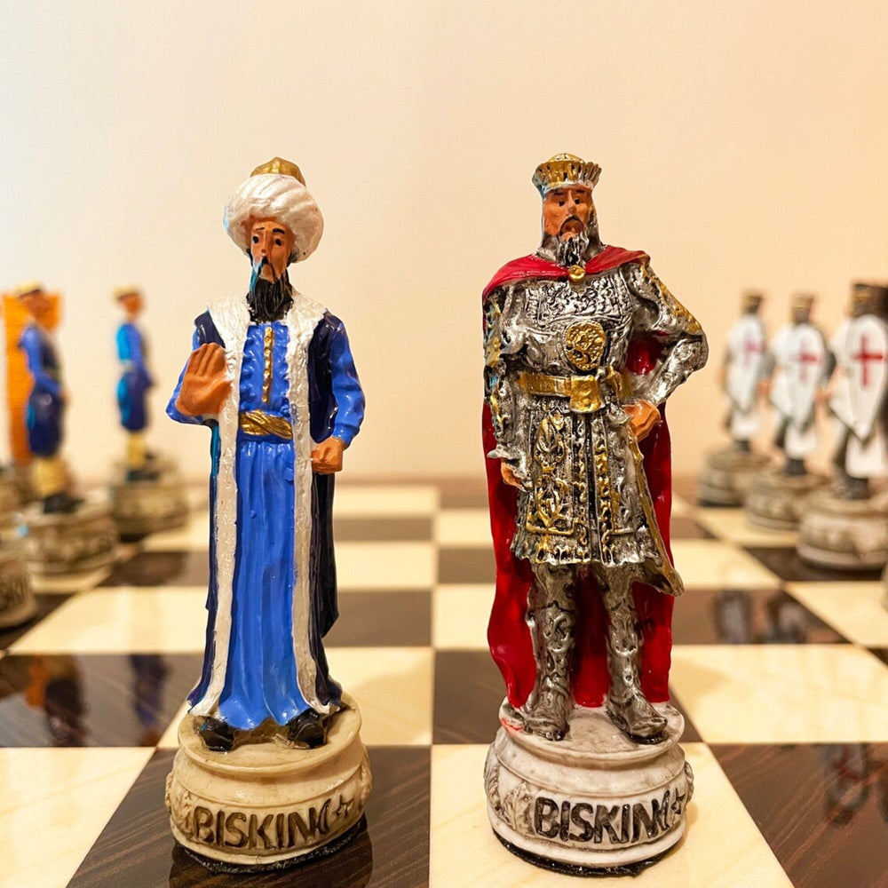 Historical Chess Sets for Adults Handmade Arabs Crusaders Chess Pieces Hand Carved Marble Wooden Chess Board Gifts Ideas Image 2