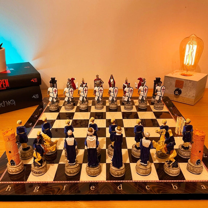 Historical Chess Sets for Adults Handmade Arabs Crusaders Chess Pieces Hand Carved Marble Wooden Chess Board Gifts Ideas Image 6