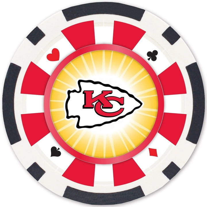 Kansas City Chiefs 100 Piece Casino Style Poker Chip Set NFL Gaming Chips Image 3