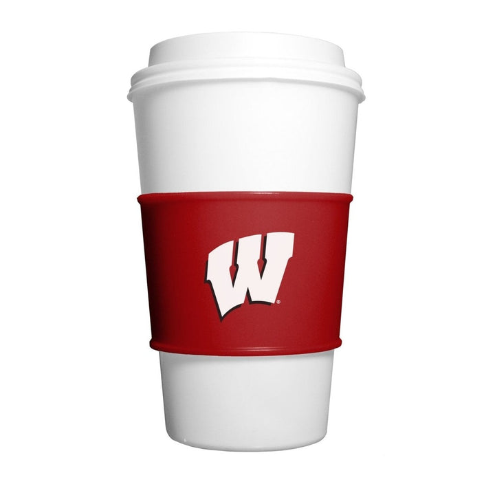 Wisconsin Badgers Silicone Cup Sleeve Durable Drink Accessory Dishwasher Safe Image 1