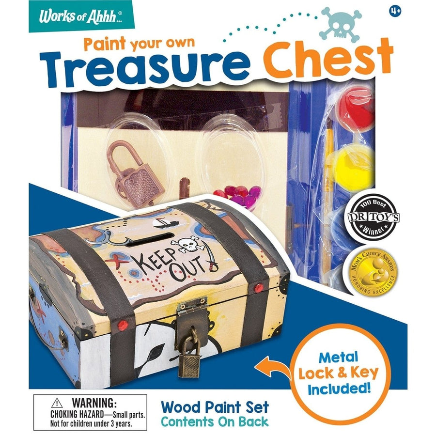 Treasure Chest Wood Craft Paint Kit for Kids Real Wood Crafting Supplies Image 1