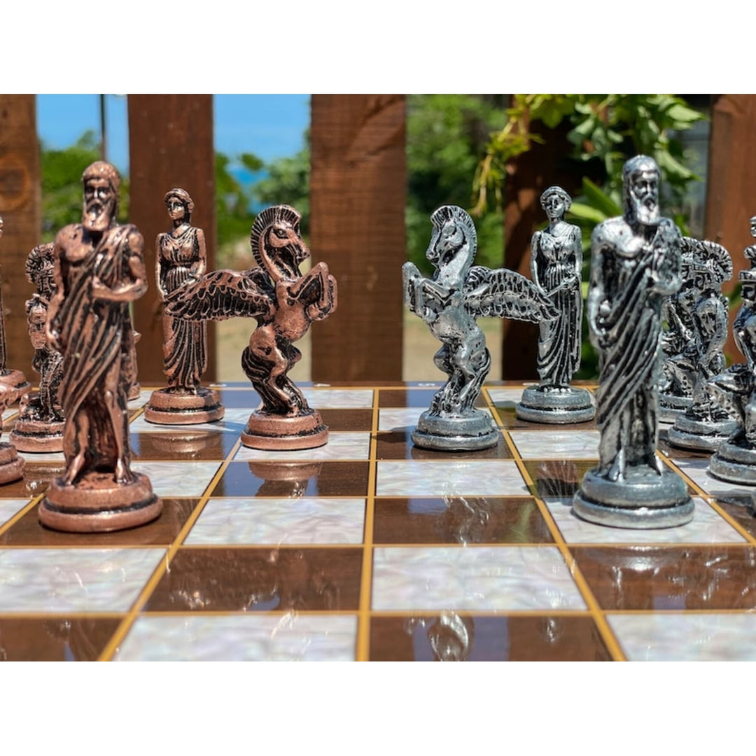 Antique Chess Set XL Pegasus Chessmen Handmade Wooden Chess Board Gifts Idea Image 1