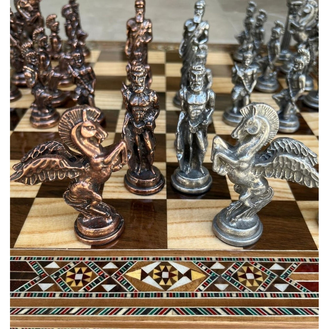 Antique Chess Set XL Pegasus Chessmen Solid Wooden Chess Board 16" Gifts Idea Image 2