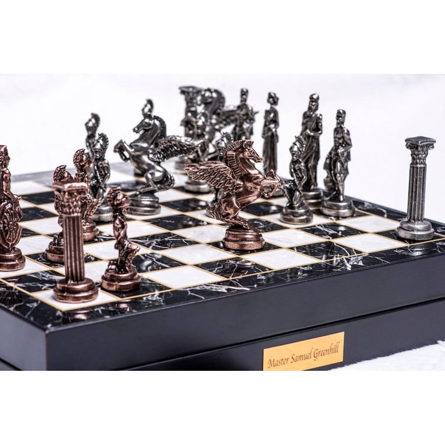 Antique Chess Set with Storage Pegasus Chessmen Carved Chess Board Gift Ideas Image 1