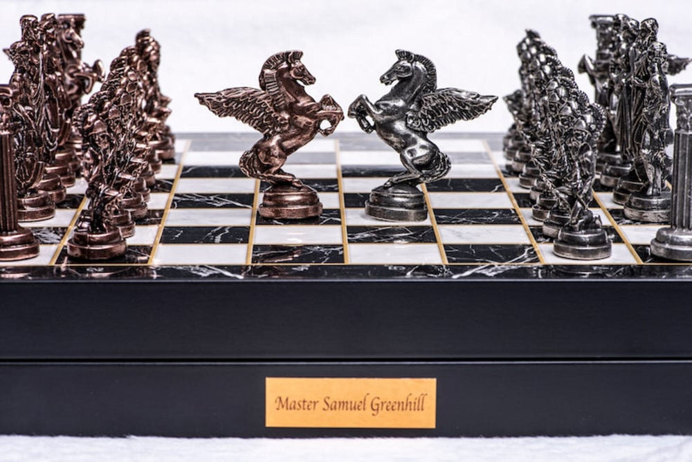 Antique Chess Set with Storage Pegasus Chessmen Carved Chess Board Gift Ideas Image 2