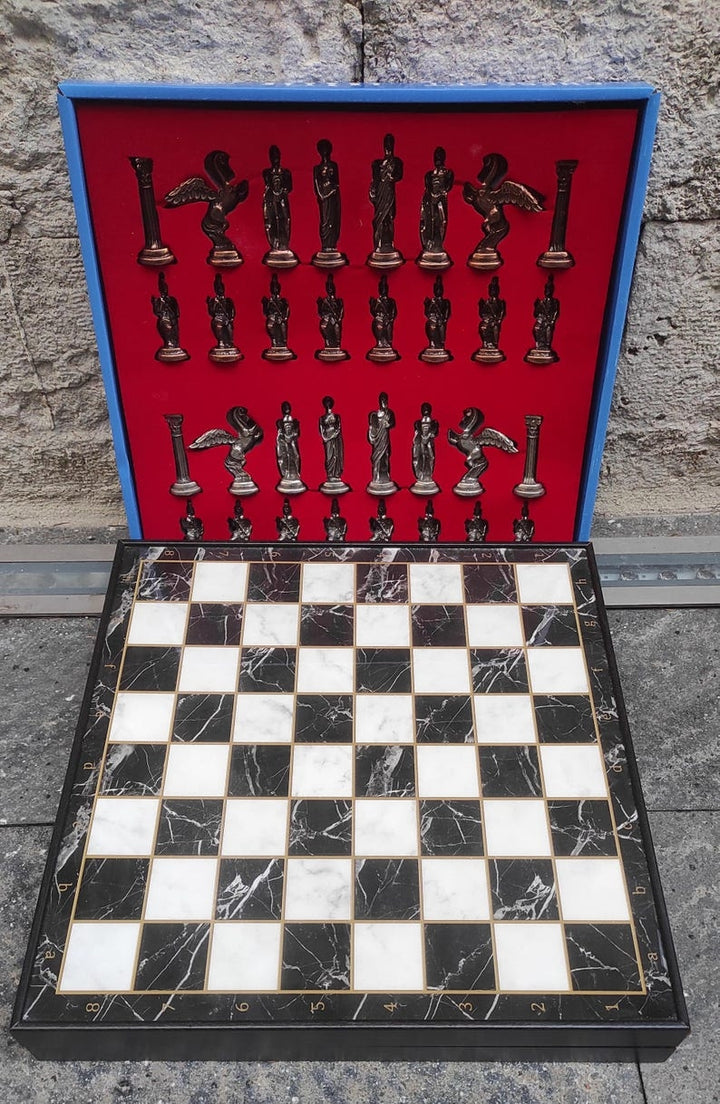 Antique Chess Set with Storage Pegasus Chess Pieces Marble Wood Chess Board Image 4