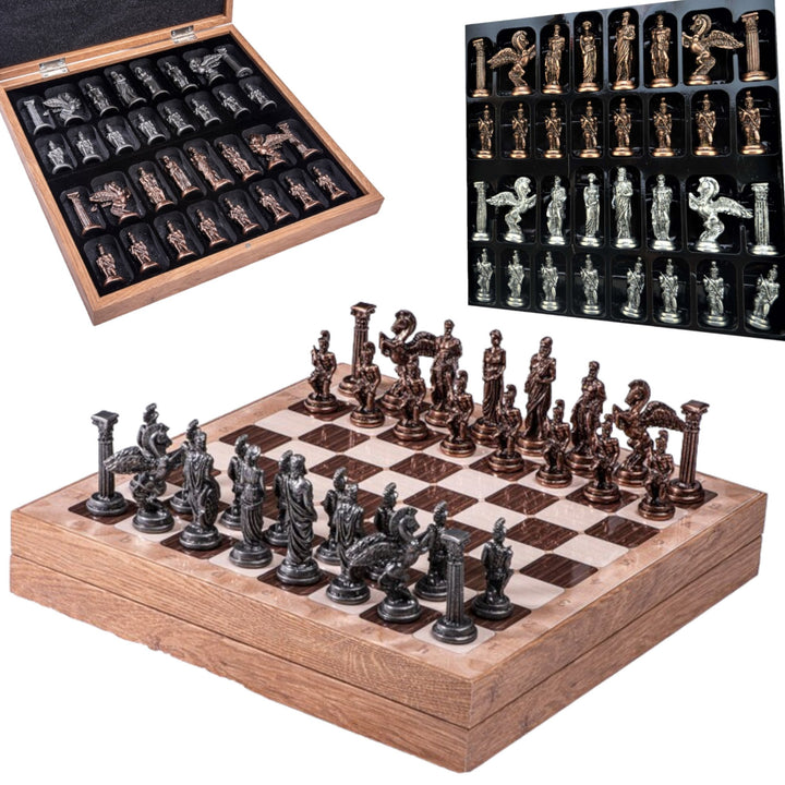 Antique Chess Set with Storage Pegasus Chessmen Handmade Chess Board Gift Ideas Image 3