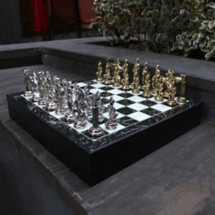 Luxury Chess Set with Storage Pegasus Chessmen Carved Chess Board Gift Ideas Image 4