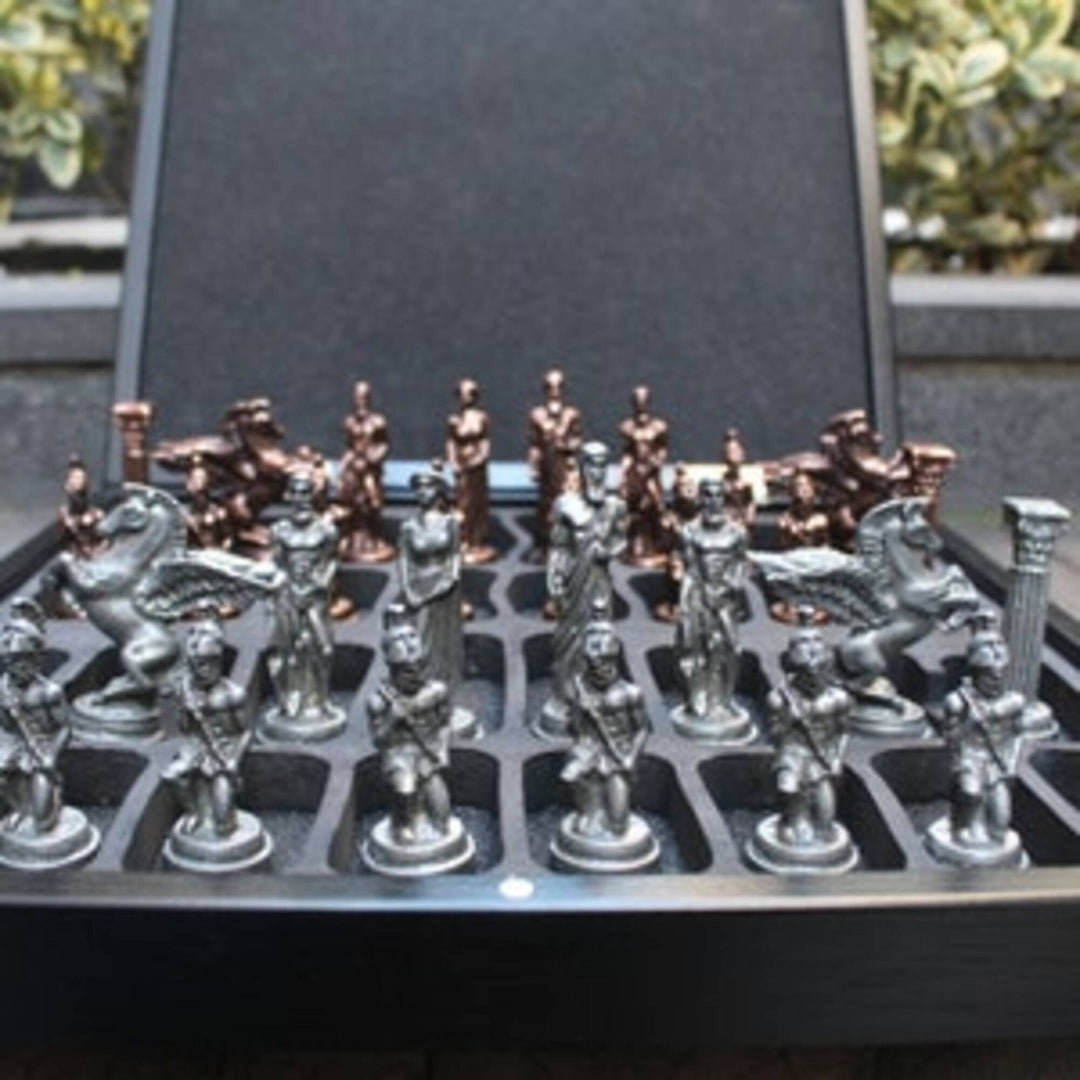 Antique Chess Set with Storage Pegasus Chessmen Handmade Marble Wood Chess Board Image 9