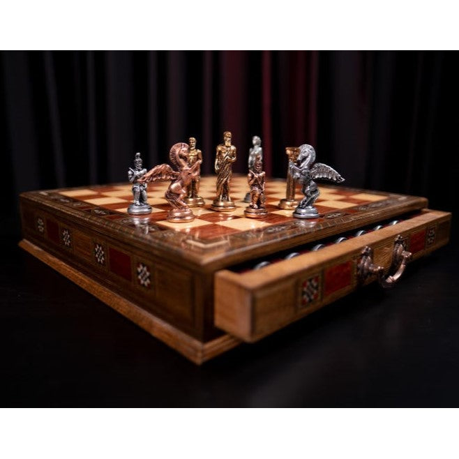 Luxury Chess Set with Storage Pegasus Antique Chess Pieces Handmade Image 1