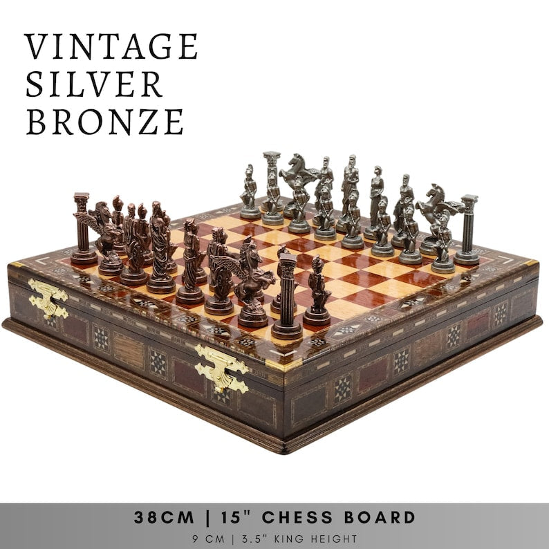 Luxury Chess Set with Storage Pegasus Antique Chess Pieces Handmade Image 8