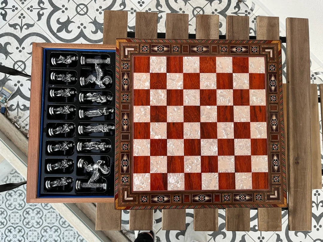 Luxury Chess Set with Storage Medieval Pegasus Antique Chess Pieces Handmade Image 4