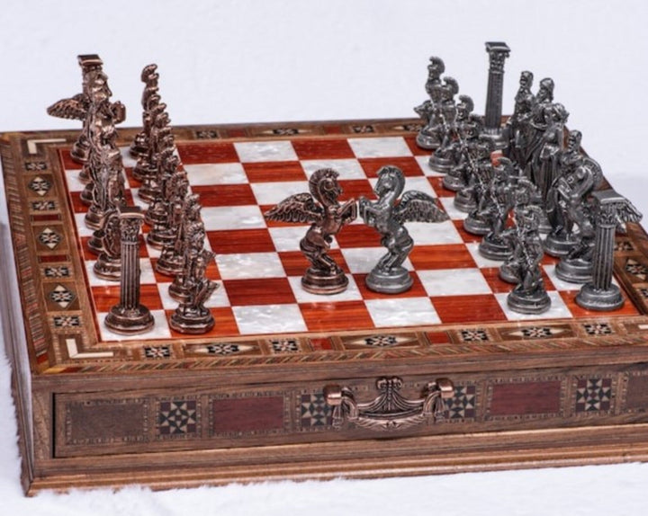 Luxury Chess Set with Storage Pegasus Antique Chess Pieces Handmade Gift Ideas Image 4