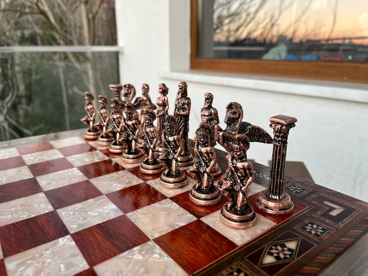 Luxury Chess Set with Storage Medieval Pegasus Antique Chess Pieces Handmade Image 4