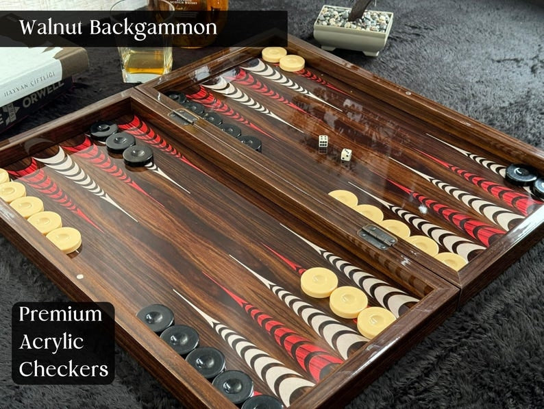 Backgammon Set for Adults X Large Wooden Game Board Handmade Game Sets 20"inch Image 2