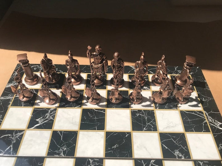 Luxury Chess Sets Roman Antique Chess Pieces Marble Wooden Chess Board Image 2