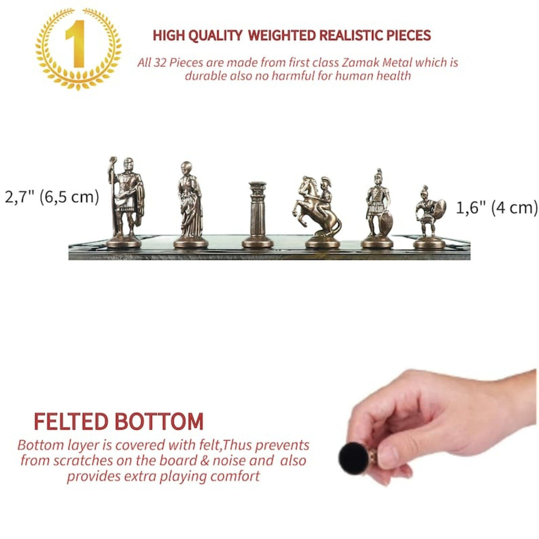 Luxury Chess Sets Roman Antique Chess Pieces Handmade Wood Chess Board Image 3